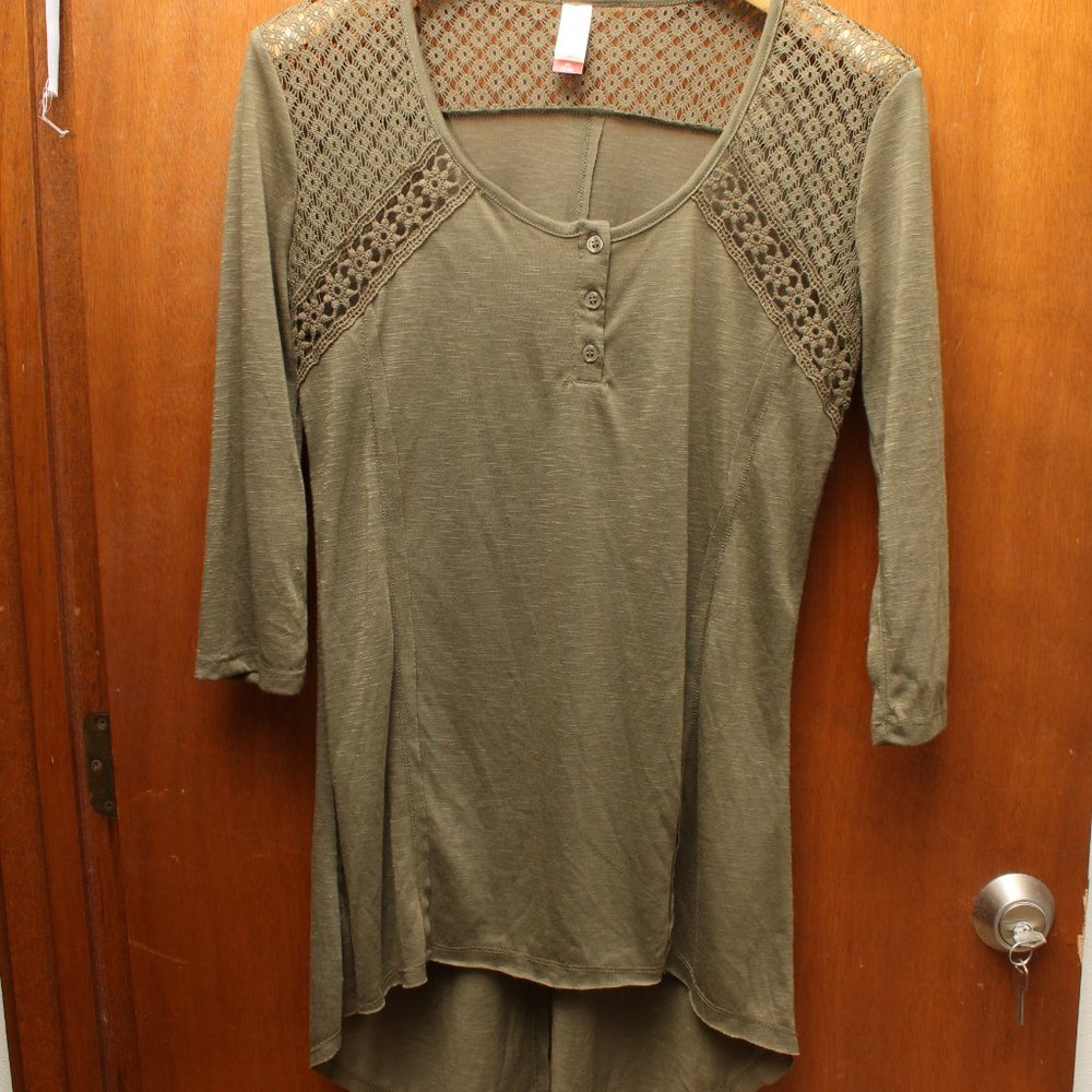 Olive Green Lace Henley